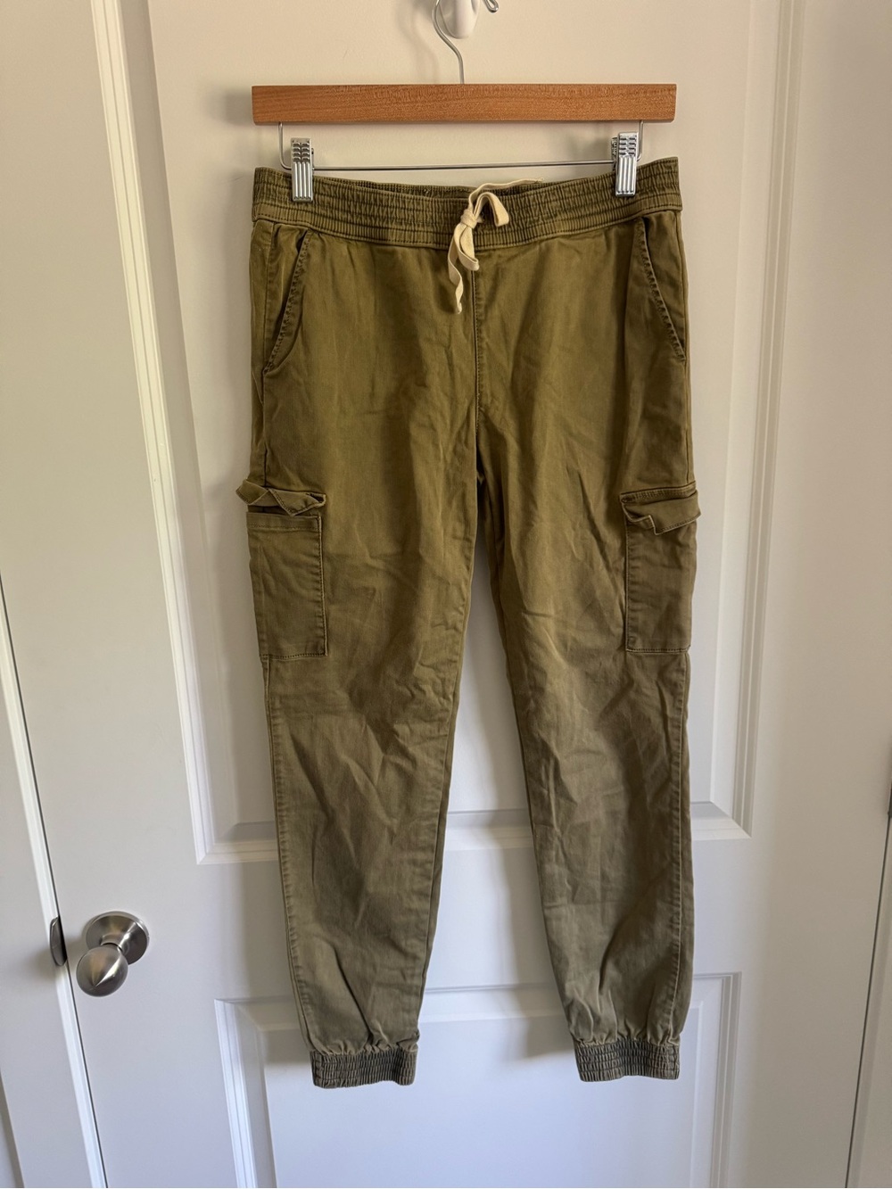 Olive Drawstring Cargo Joggers